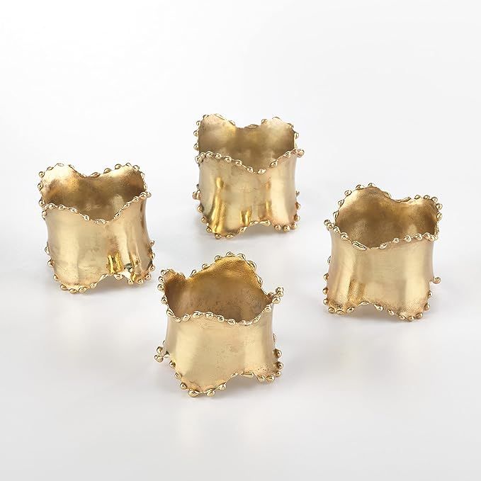 Saro Lifestyle Classic Design Napkin Rings (Set of 4), Gold, Set of 4 | Amazon (US)
