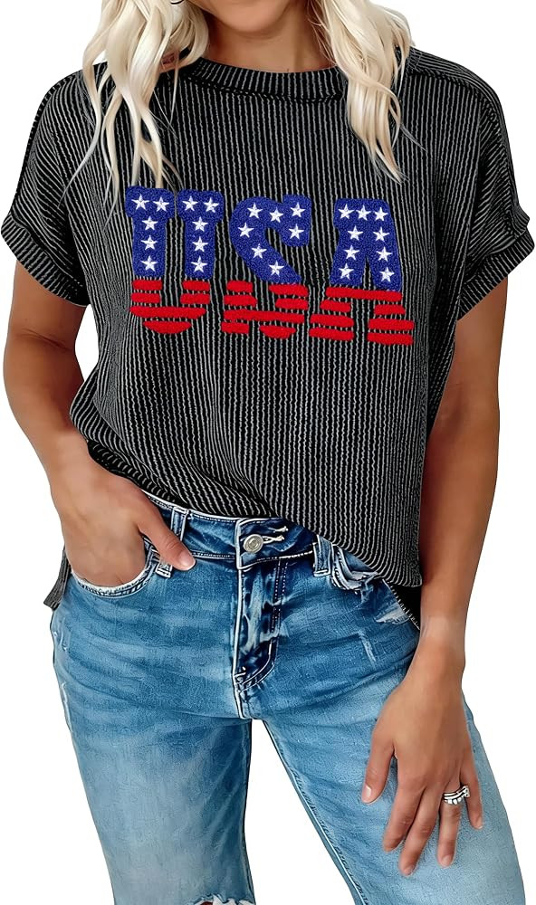 VILOVE 250 Anniversary USA Shirt Women Chenille American Flag Graphic Shirts 4th of July Patrioti... | Amazon (US)