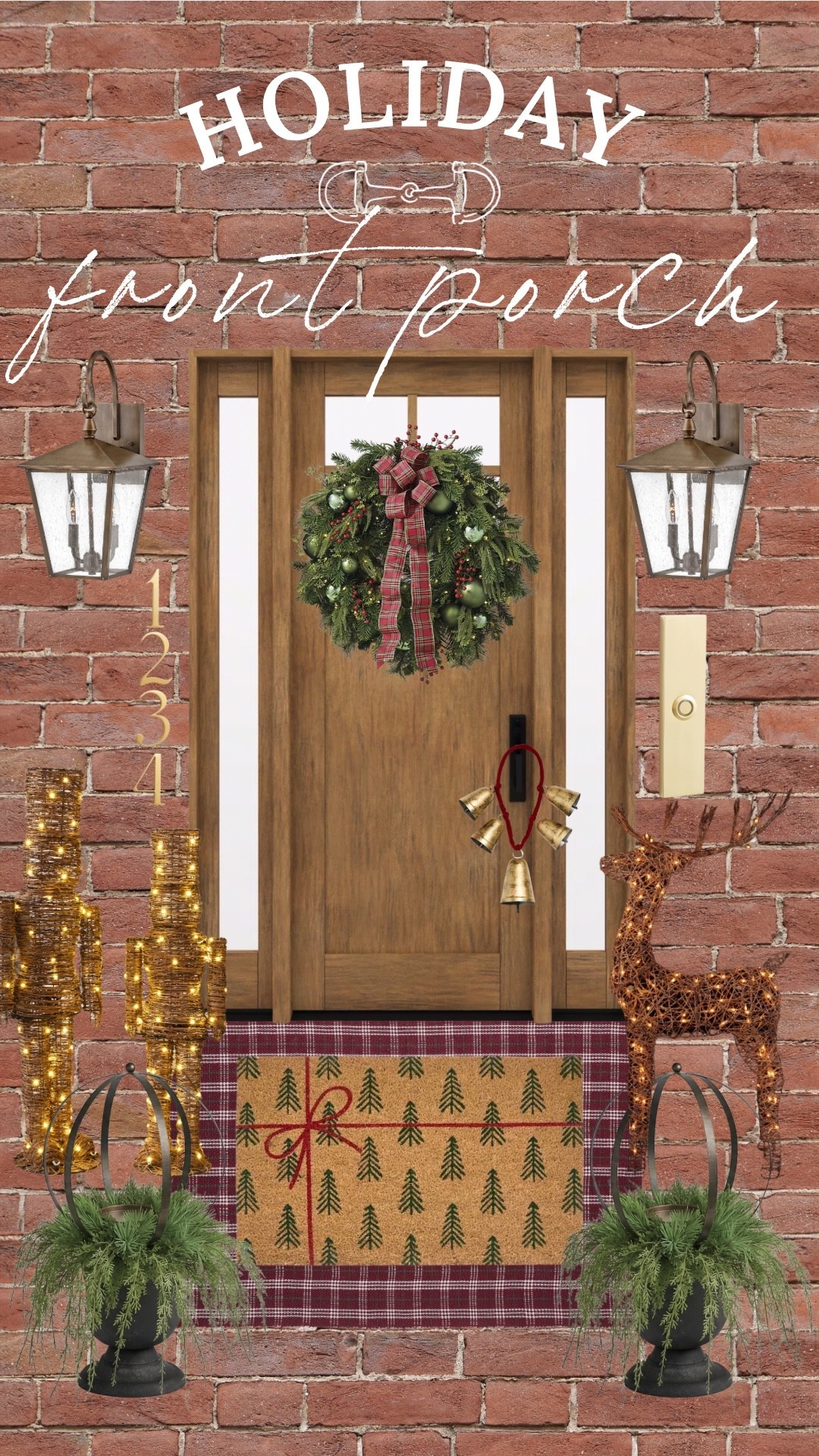 Pretty front porch picks for the holidays! I love these nutcrackers and urn fillers! 🎄✨
