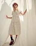 Tiered Puff-Sleeve Midi Wrap Dress in Dot | Madewell