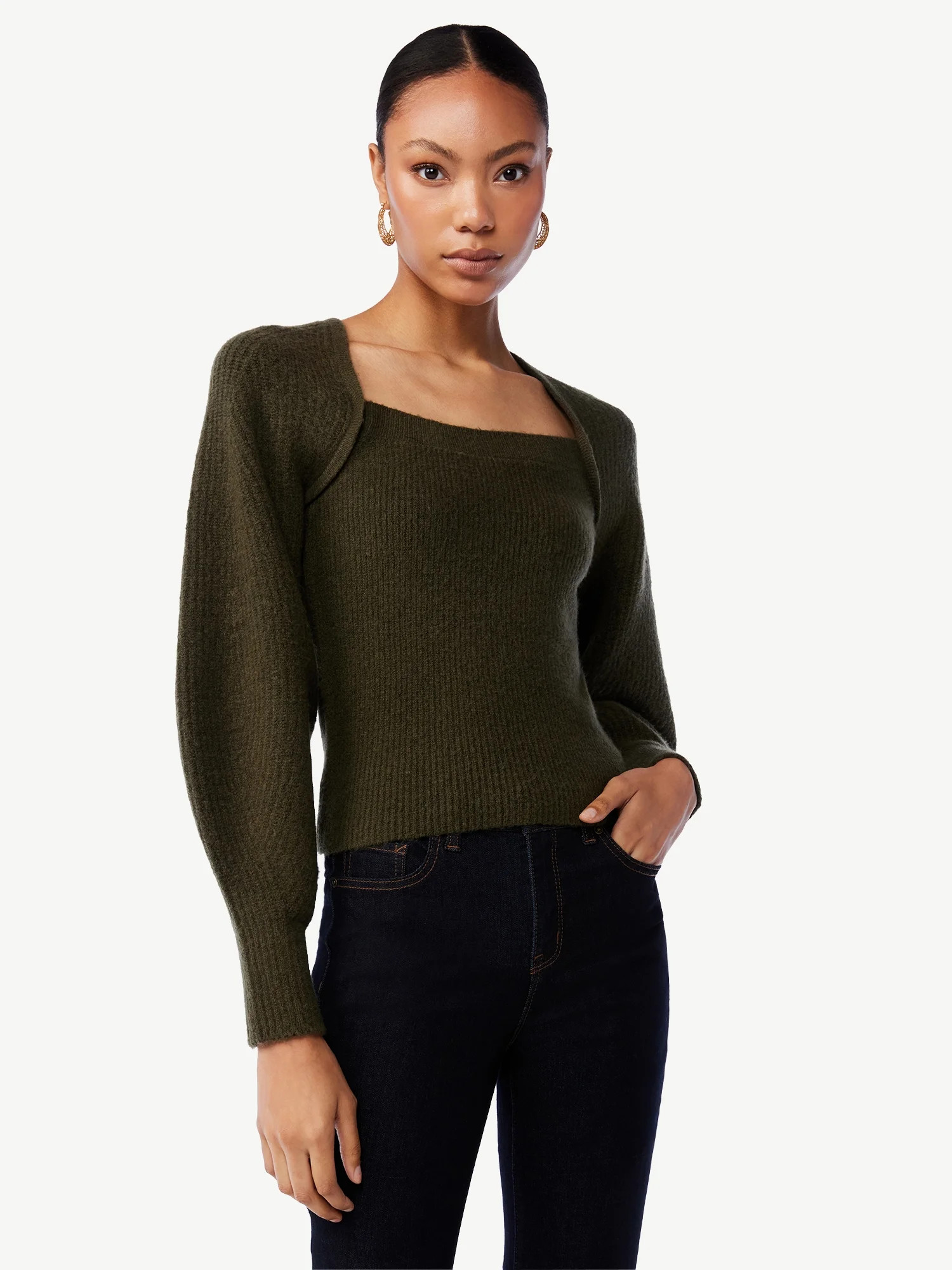 Scoop Women's Square Neck Sweater | Walmart (US)