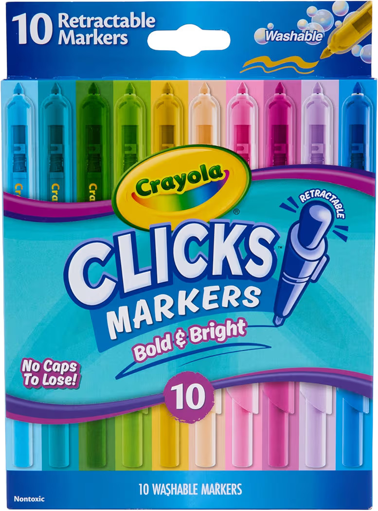 Crayola Clicks Retractable Markers - Bold (10ct), Stocking Stuffers for Kids & Toddlers, Christma... | Amazon (US)