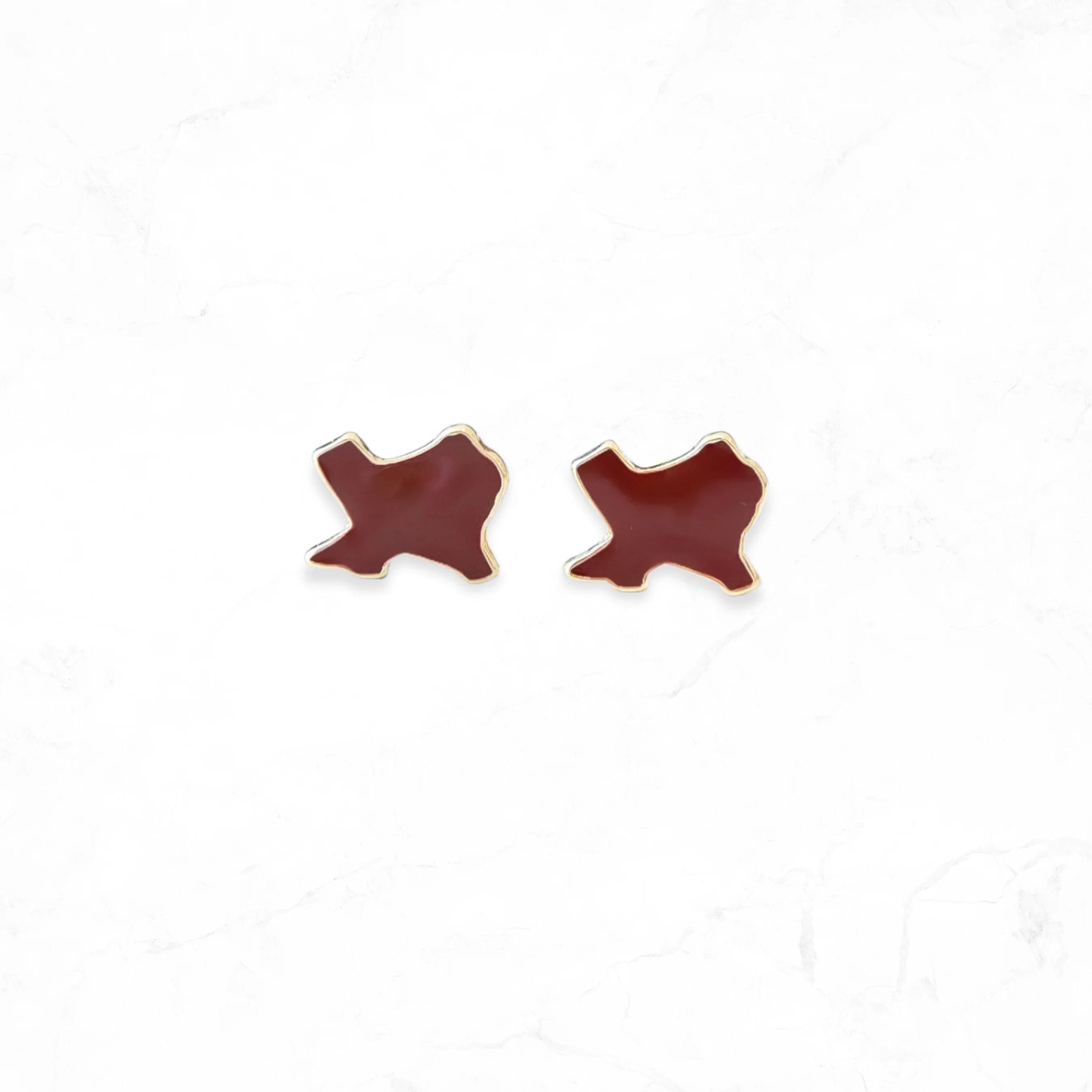 Maroon Enamel Texas Studs | Golden Thread