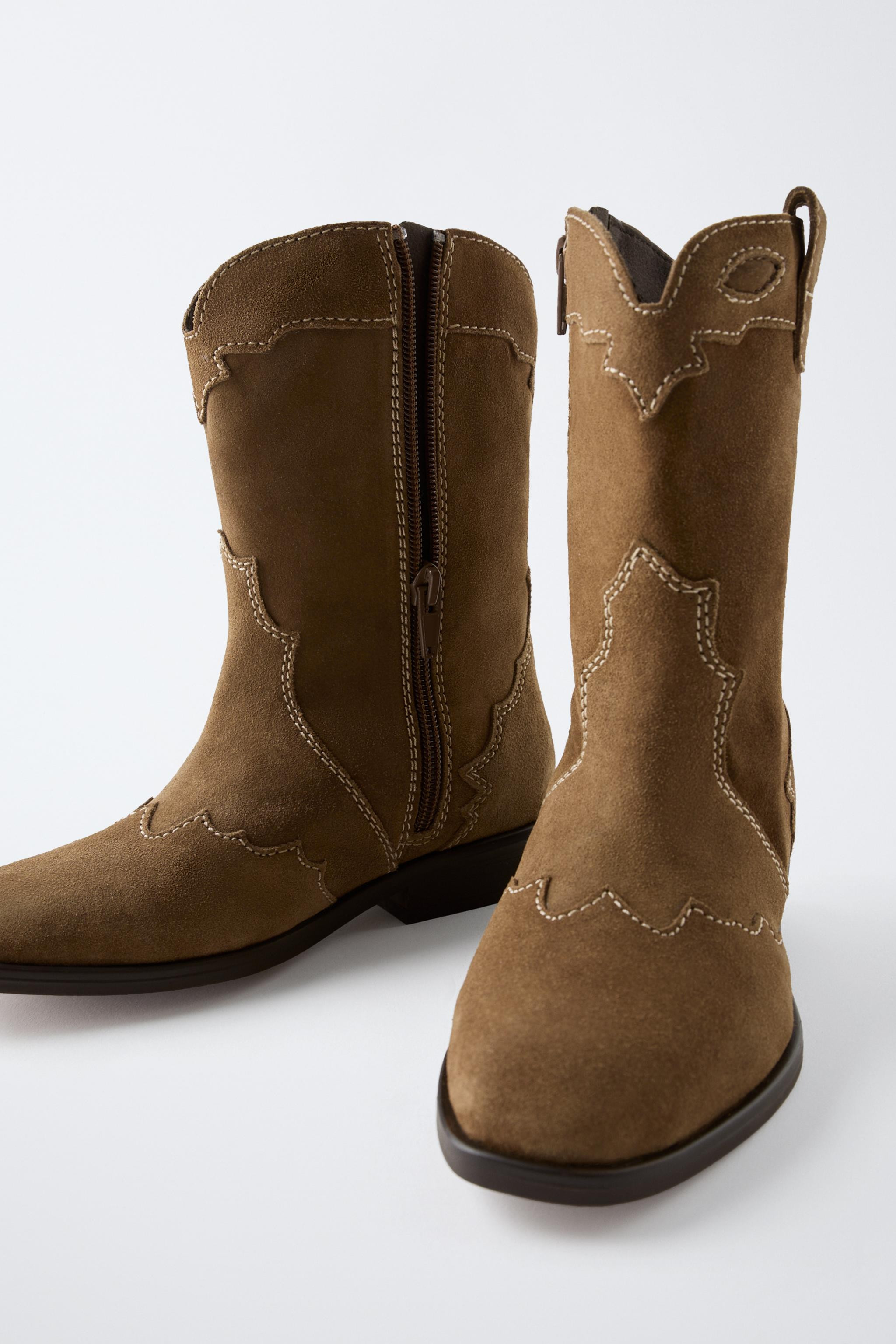 SUEDE COWBOY ANKLE BOOTS | Zara US