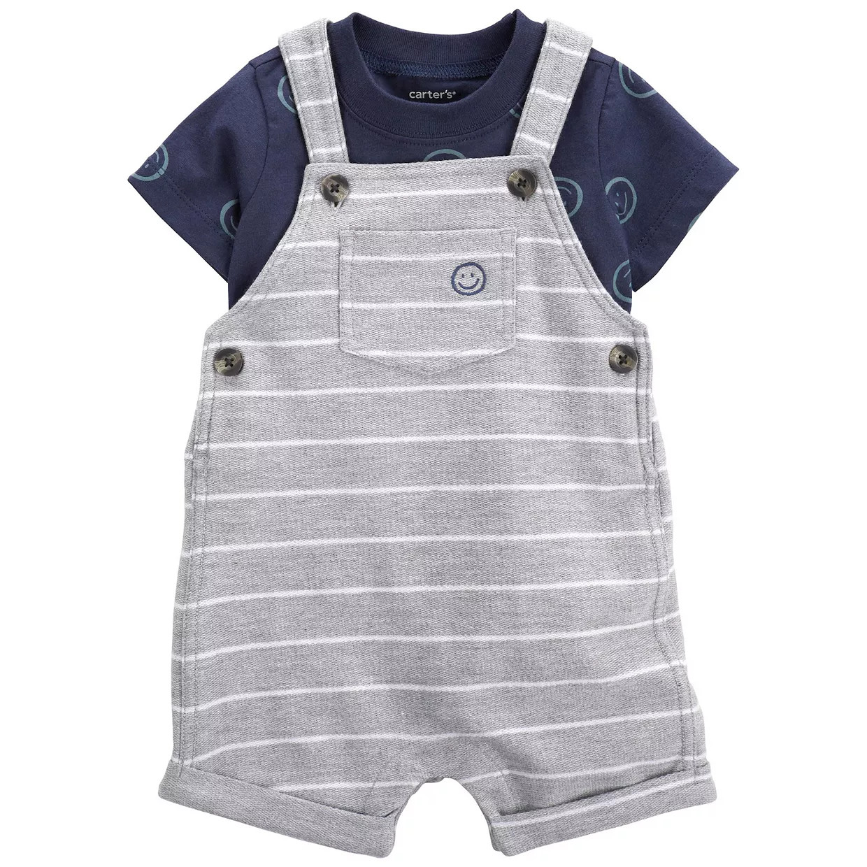 Toddler Boy Carter's Smiley Tee & Striped Shortalls Set | Kohl's