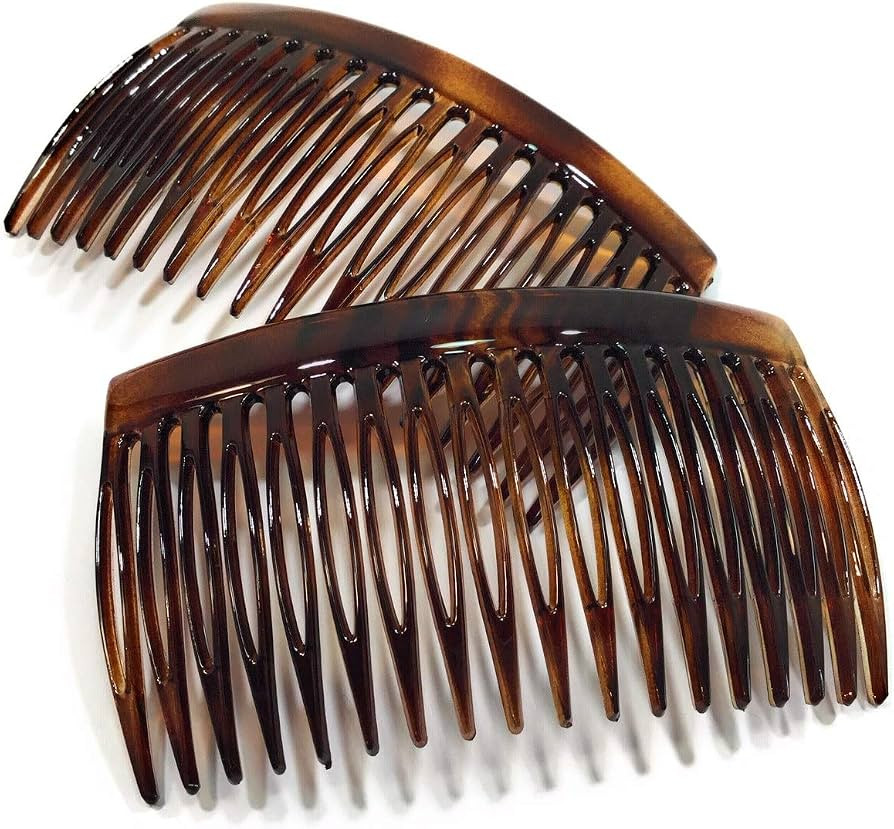 2 x Einsteckkamm ca. 8 x 4,6 cm havanna-braun Spaltzahn Steckkamm made in France (518H) | Amazon (DE)