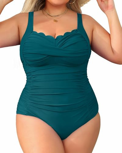 Aqua Eve Womens Plus Size One Piece Swimsuit- Tummy Control Bathing Suit Full Coverage Swimwear Teal 16W | Amazon (US)