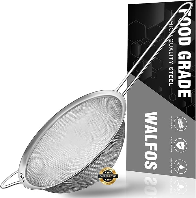 Walfos 6.3 Inch Fine Mesh Strainer, Premium Stainless Steel Sieve and Sifter with Handle, Kitchen... | Amazon (US)