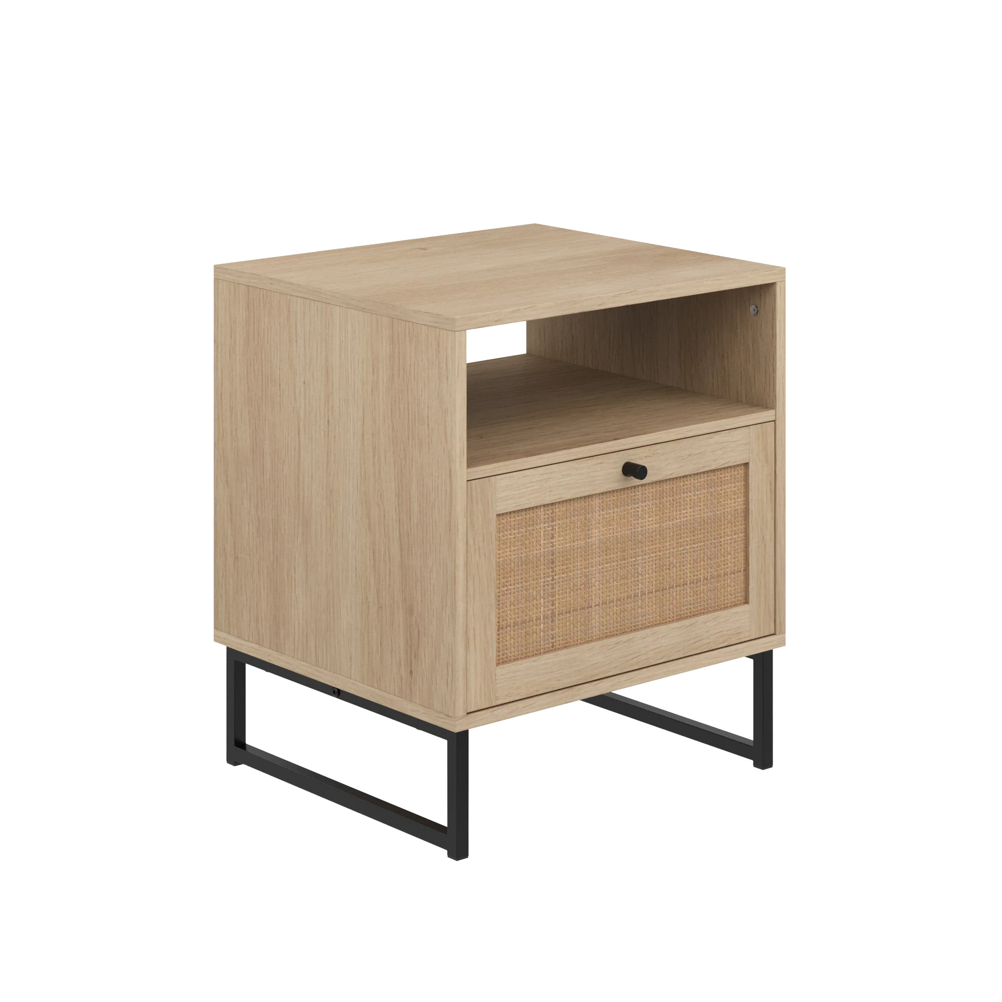 Rattan & Wood Vanity Desk with Storage | Nathan James