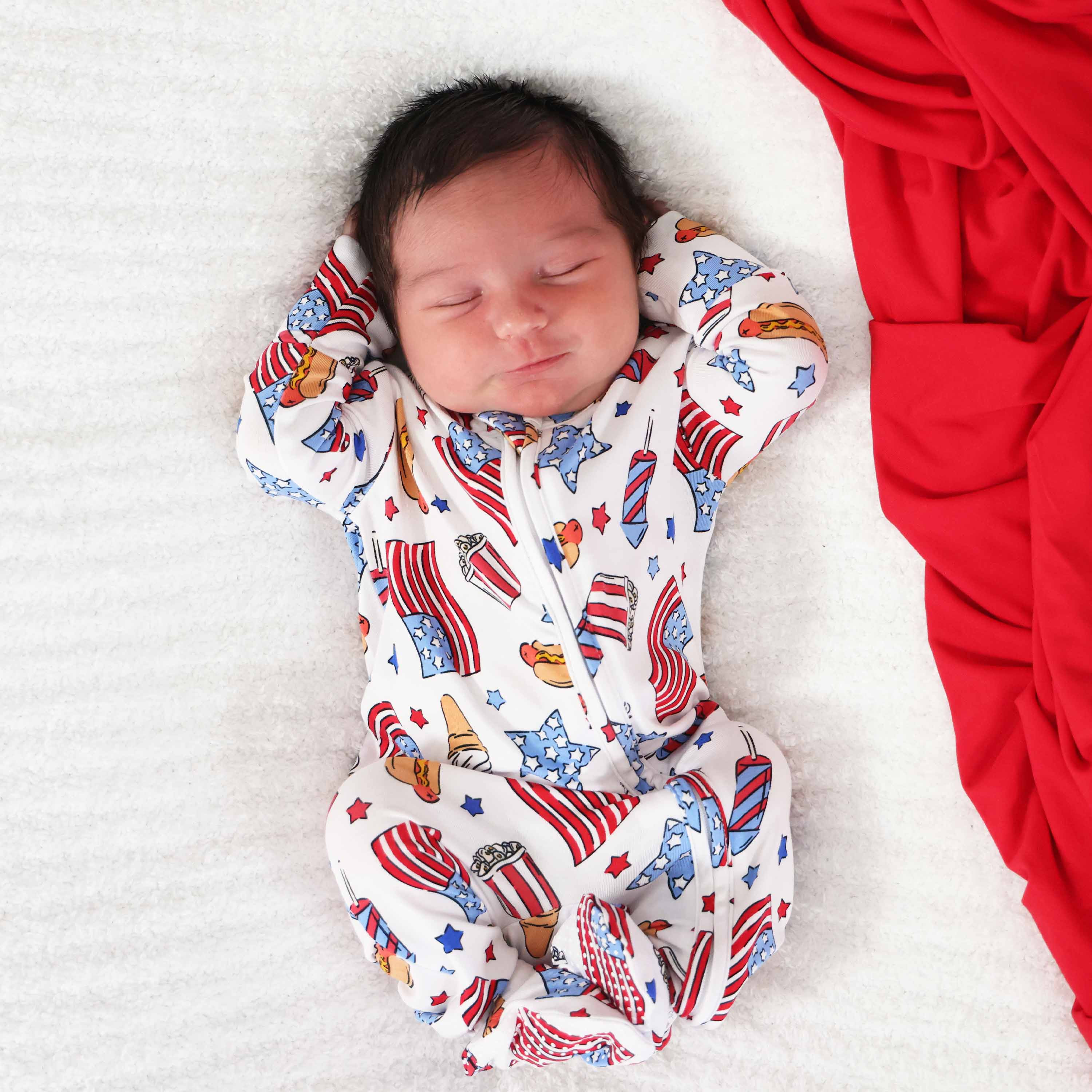 Party in the USA Zipper Footie | Fireworks | Caden Lane