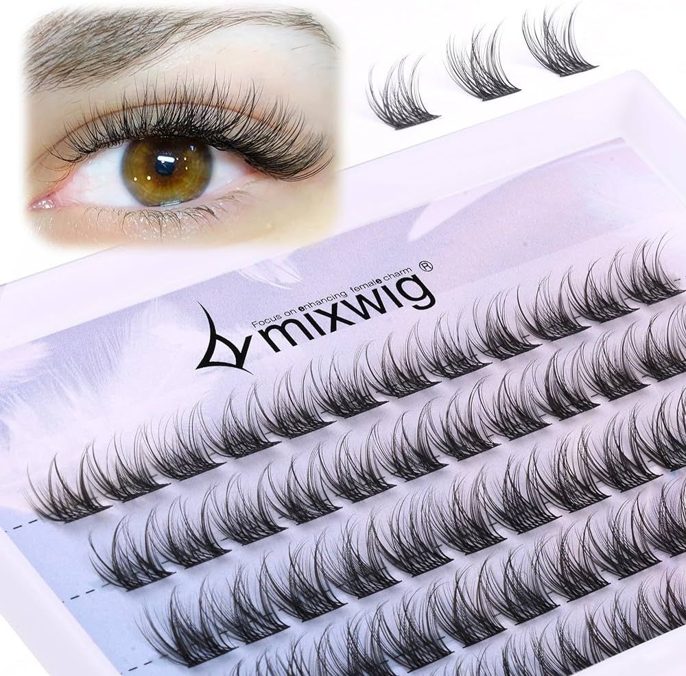 Cluster Lashes Wispy Individual Lashes C Curl Lash Clusters 10-12MM Mixed Lengths Natural Look DI... | Amazon (US)