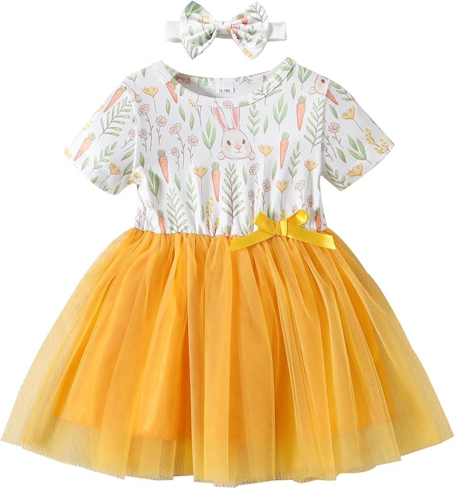Fairy Baby Infant Toddler Girl Easter Day Outfit T-Shirt Bunny Egg Top Mesh Dress Rabbit Skirt Se... | Amazon (US)