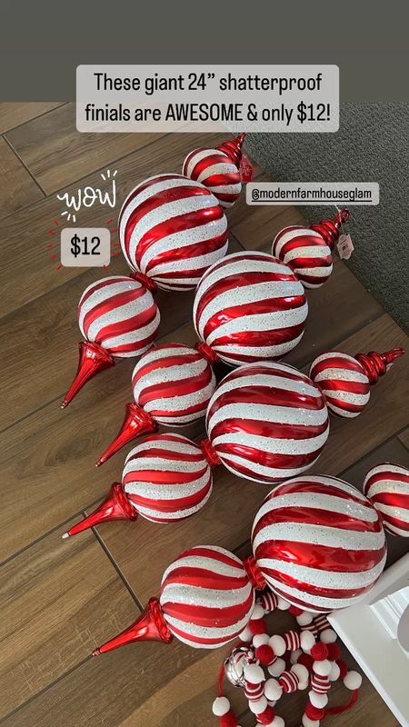 These giant 24” shatterproof finials are awesome and only $12. Modern Farmhouse Glam Christmas decorations. Peppermint garland  

#LTKhome #LTKHoliday #LTKSeasonal
