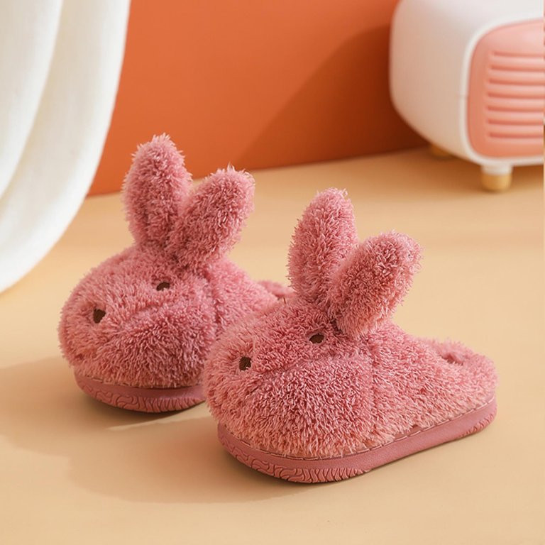 EGNMCR Winter Warm Home Kids Cotton Slippers Cute Bunny Pattern Indoor Cartoon Baby Soft Sole Fla... | Walmart (US)