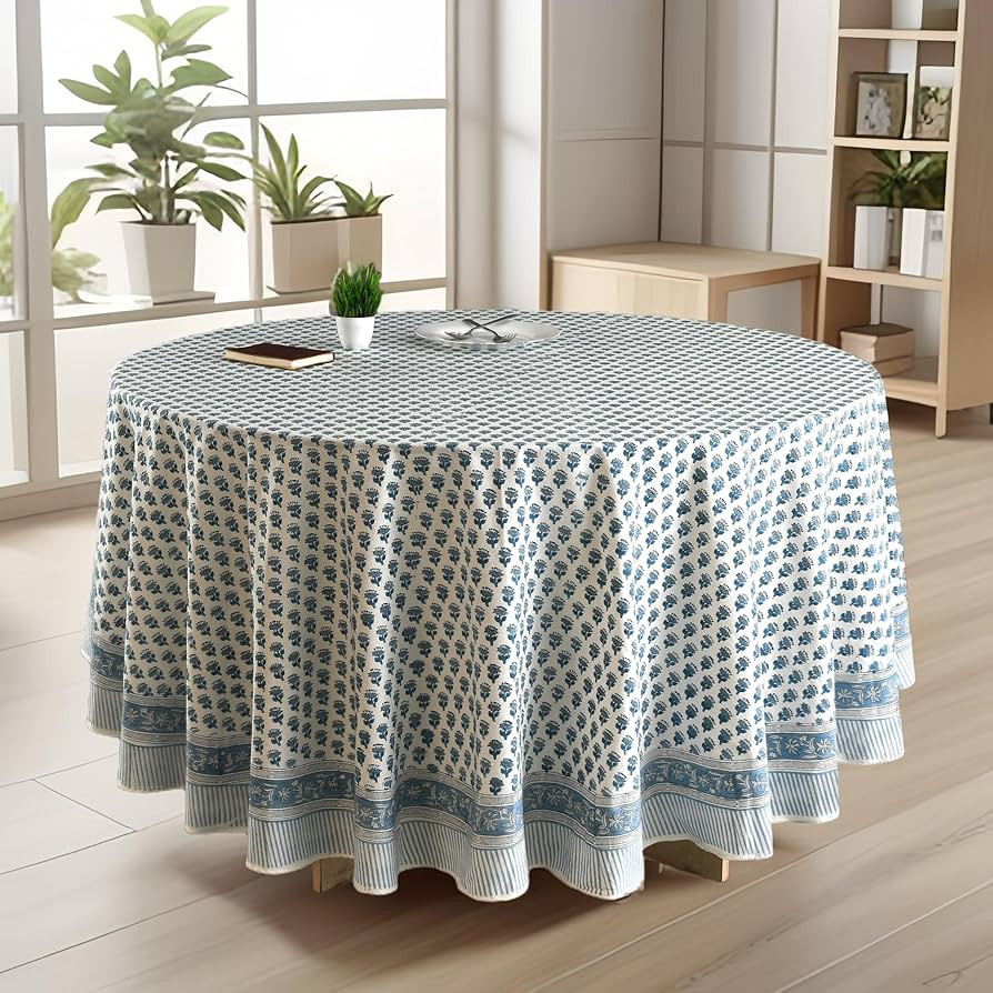CPC Round Tablecloth- Cotton Indian Block Print Tablecloth -Handmade Printed Washable Cotton Tabl... | Amazon (US)