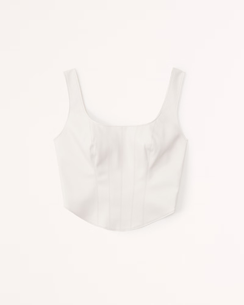 Vegan Leather Corset Scoopneck Top | Abercrombie & Fitch (US)