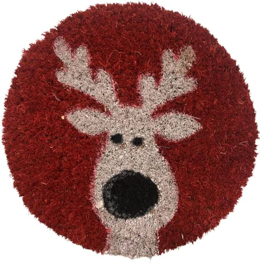 Reindeer, 9 Inch Round Insert for 2' X 3' Doormat, Fits Calloway Mills 160012436 Door Mat, Red an... | Amazon (US)