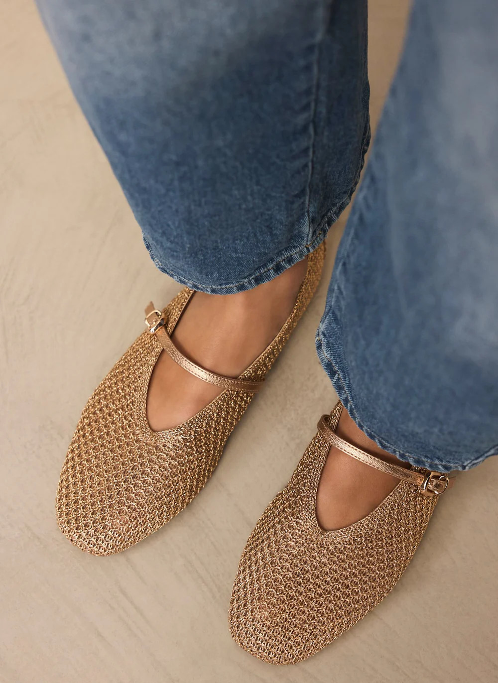 Rosie Gold Woven Pumps | Mint Velvet