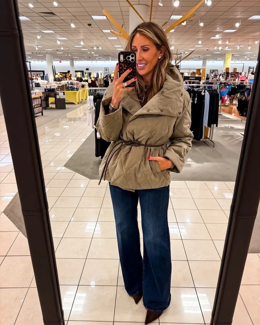 I love a jacket that gives you some shape instead of swallowing you up. The quilted texture, oversized collar and tie waist make this such a good layer with jeans and boots once the temperatures finally drop.

Size 29 jeans, M jacket

quilted jacket, fall jacket, belted jacket, fall outfit, denim outfit, layered look, casual fall style, fall fashion, everyday outfit, transitional style, TheMomInStyle

#LTKootd #LTKSeasonal #LTKOver40