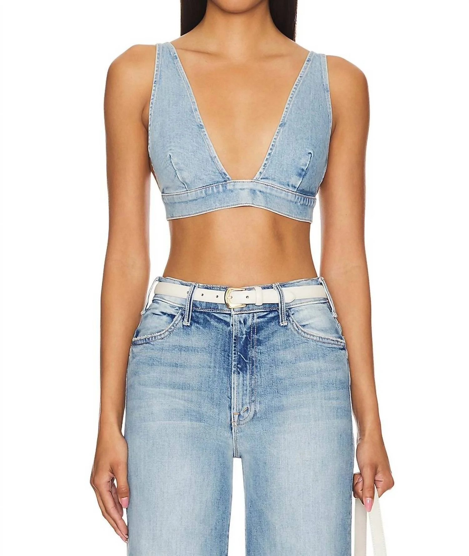 Pre-Loved Tit For Tat Wash Denim Bralette In I Confess | Shop Simon