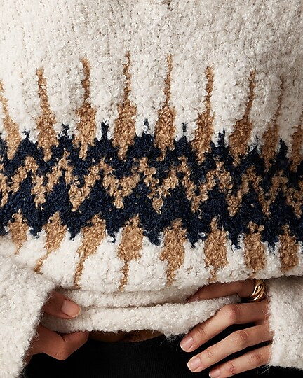 Fair Isle johnny-collar sweater in boucl&eacute; yarn | J. Crew US