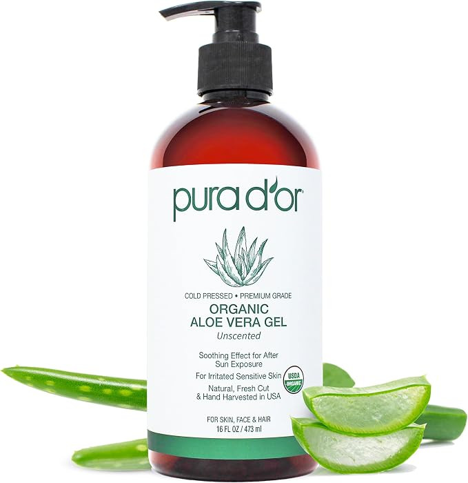 PURA D'OR 16 Oz ORGANIC Aloe Vera Gel - Unscented - All Natural - ZERO Artificial Preservatives -... | Amazon (US)