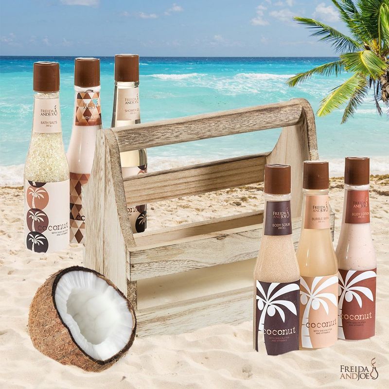 Freida & Joe  Tropical Milky Coconut Fragrance Bath & Body Collection in Wooden Caddie Gift Set | Target