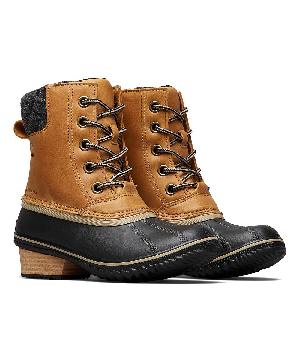 SOREL Women's Casual boots Elk, - Black & Elk Slimpack Lace II Leather Boot - Women | Zulily