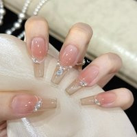 10PCS Blush False Nails with Cat Eye Tip and Rhinestone Decor Artificial Nails for Women Daily Wear Party Wedding | AliExpress (US)