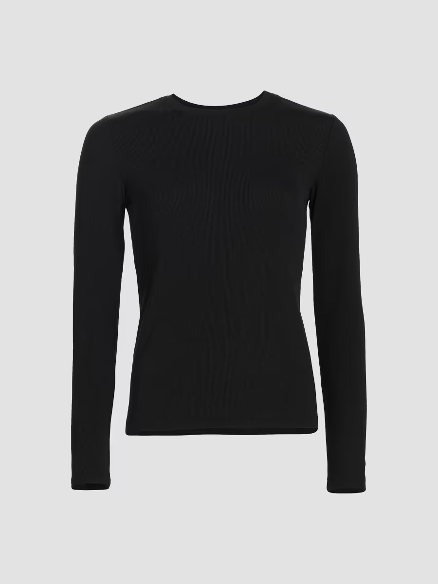 Women's Tess Rib-Knit Crewneck T-Shirt - Black - Size XL | Saks Fifth Avenue