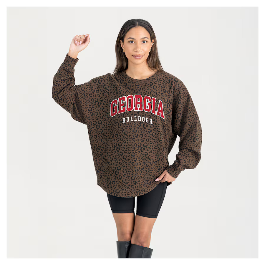Georgia Bulldogs Gameday Couture Women's Leopard Oversized Sweatshirt - Brown | Fanatics