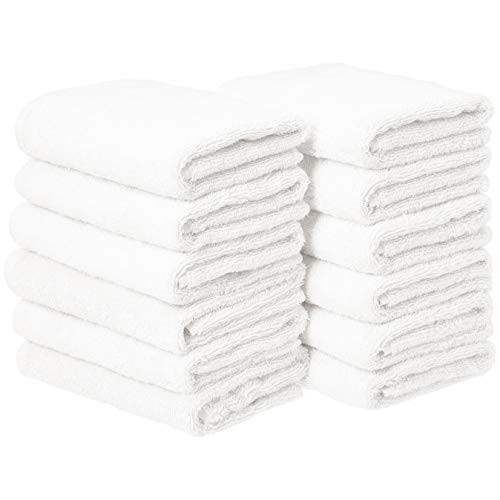 Amazon Basics Fast Drying, Extra Absorbent, Terry Cotton Washcloths - Pack of 24, White, 12 x 12-Inc | Amazon (US)