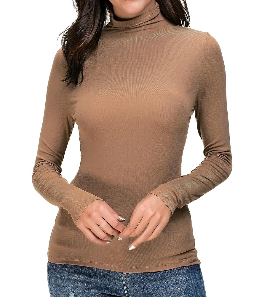 Womens Mock Turtleneck Long Sleeve Stretch Fitted Underscrubs Layer Tee Tops | Amazon (US)
