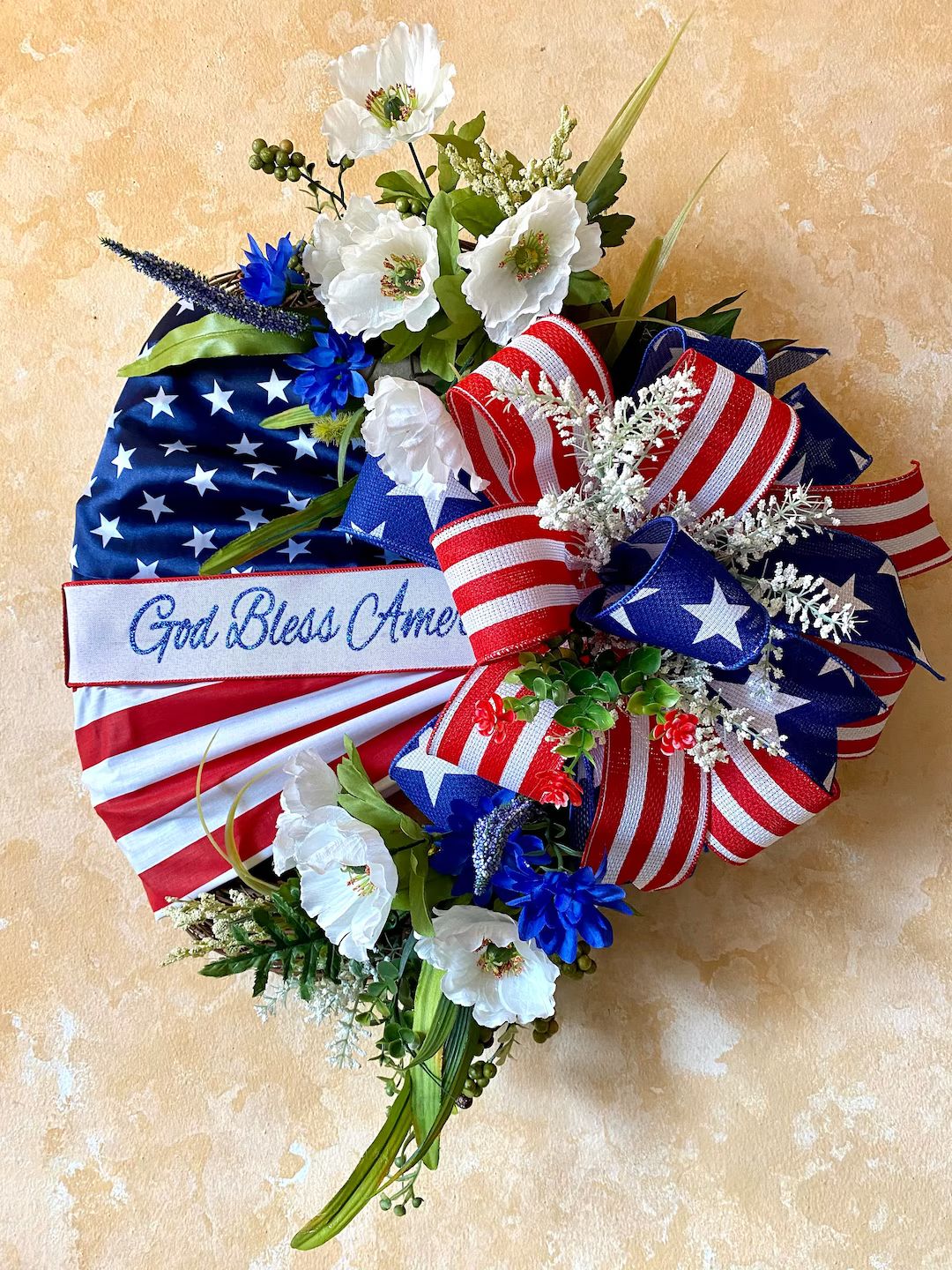 Grapevine Patriotic Wreath for front Door,4th of July Decor,GOD BLESS AMERICA Decor,American Flag... | Etsy (US)