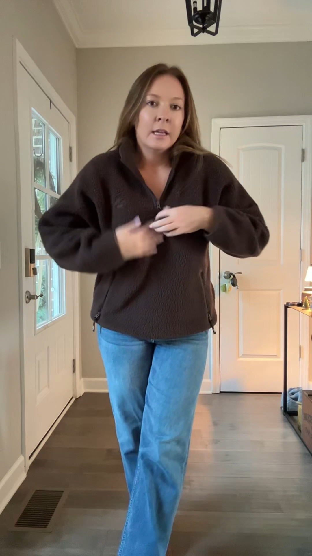 Brown fleece - tts wearing a medium (on sale!)
Straight leg jeans - tts wearing a 29 (on sale)
Suede booties - tts 

#LTKSaleAlert #LTKFindsUnder100 #LTKootd