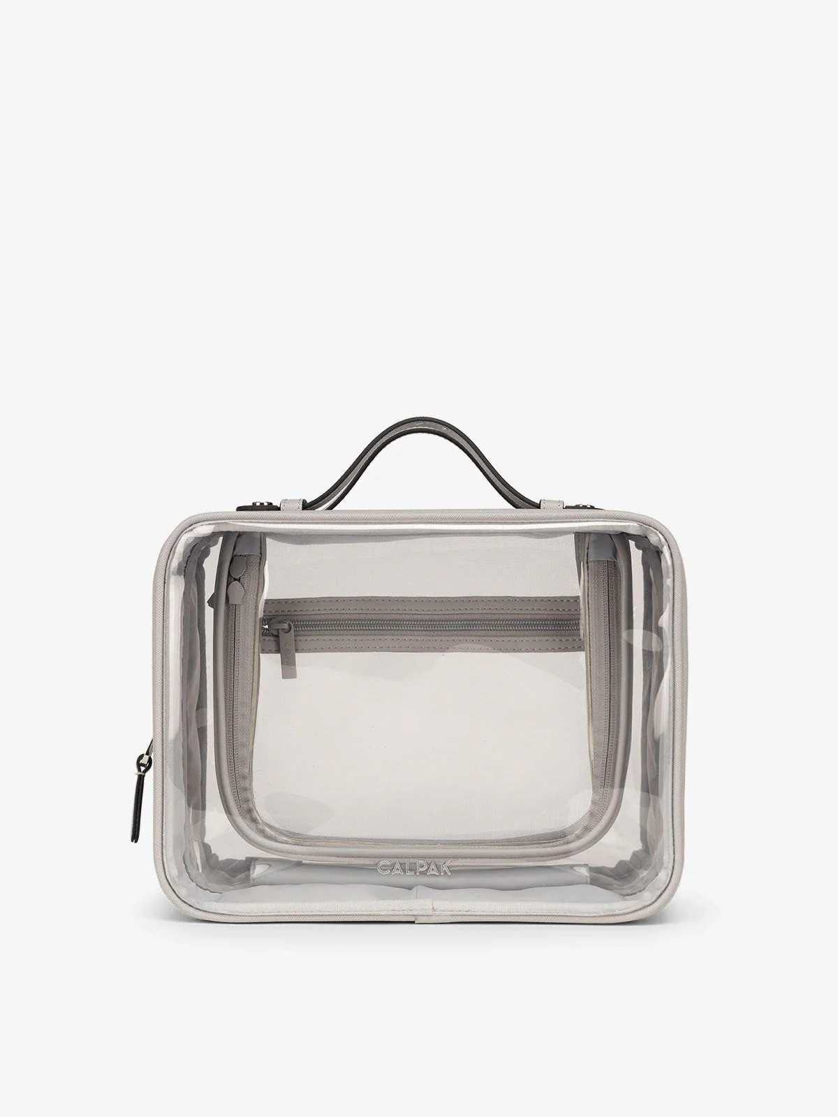 CALPAK Large Clear Cosmetics Case in Cool Grey | CALPAK