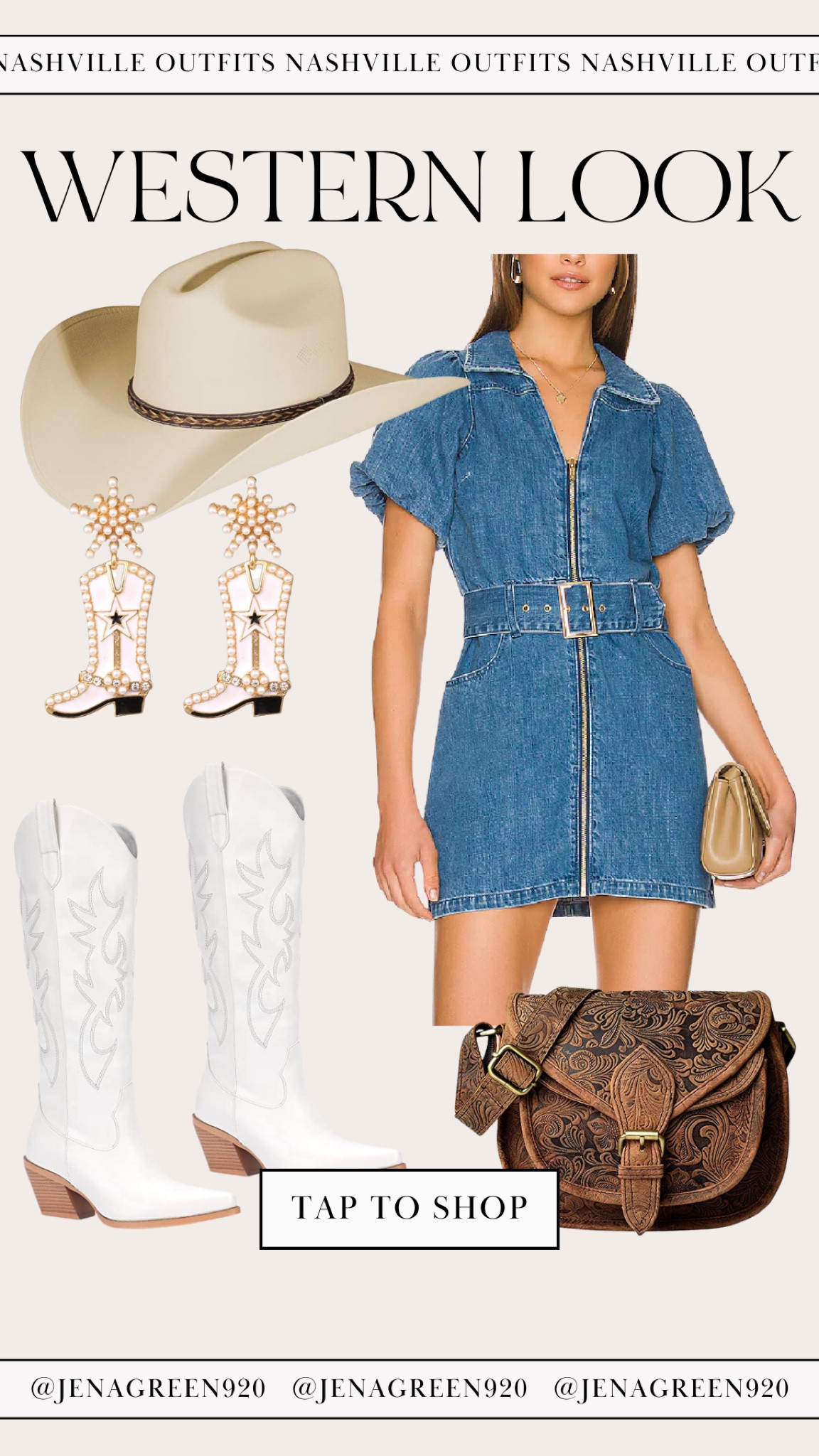 Western Look | Nashville Look | Nashville Outfit | Denim Dress | Western Boots | Cowboy Hat | Country Concert

#LTKunder100 #LTKSeasonal #LTKstyletip