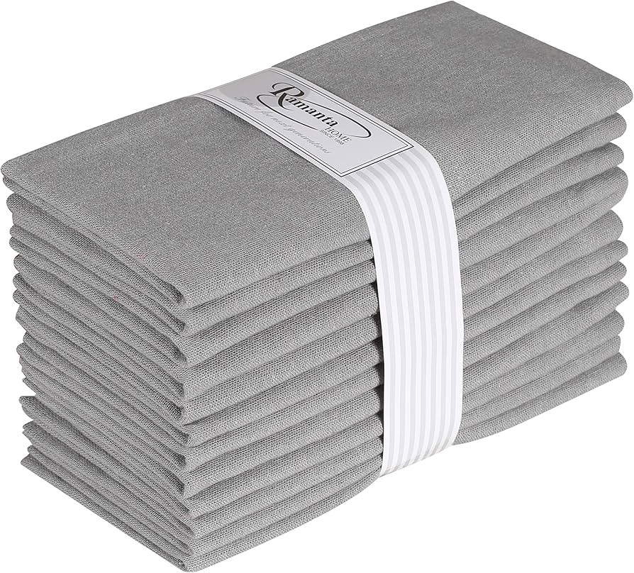 Ramanta Home 12-Pack 100% Cotton Dinner Napkins 18 by 18-Inch Soft Absorbent Comfortable - Ideal ... | Amazon (US)