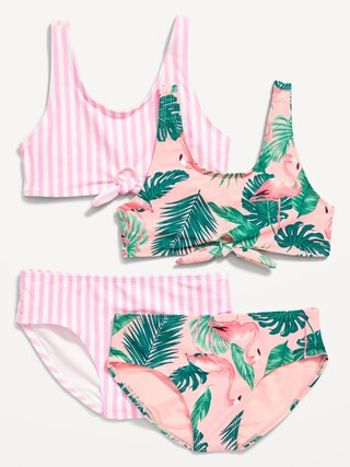 4-Piece Tie-Front Bikini Swim for Girls | Old Navy (US)