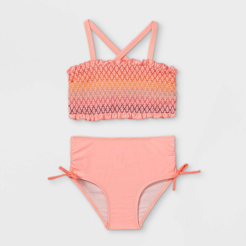 Toddler Girls' Smocked Bikini Set - Cat & Jack Coral 12M, Pink | Target