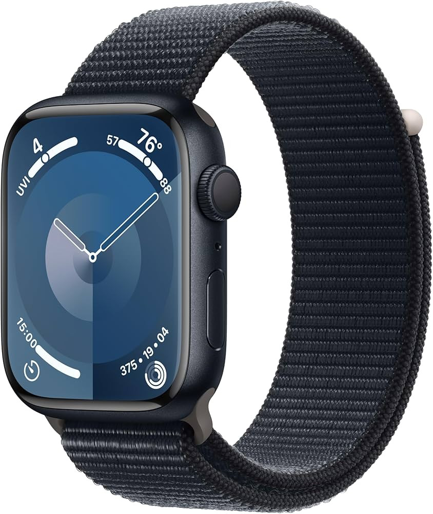 Apple Watch Series 9 [GPS 45mm] Smartwatch with Midnight Aluminum Case with Midnight Sport Loop O... | Amazon (US)