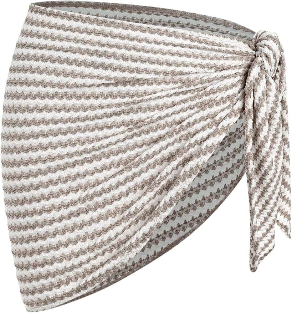 ZAFUL Sarong Coverups for Women Beach Vacation Fishnet See Thru Tie Side Bathing Suit Cover Up Mi... | Amazon (US)