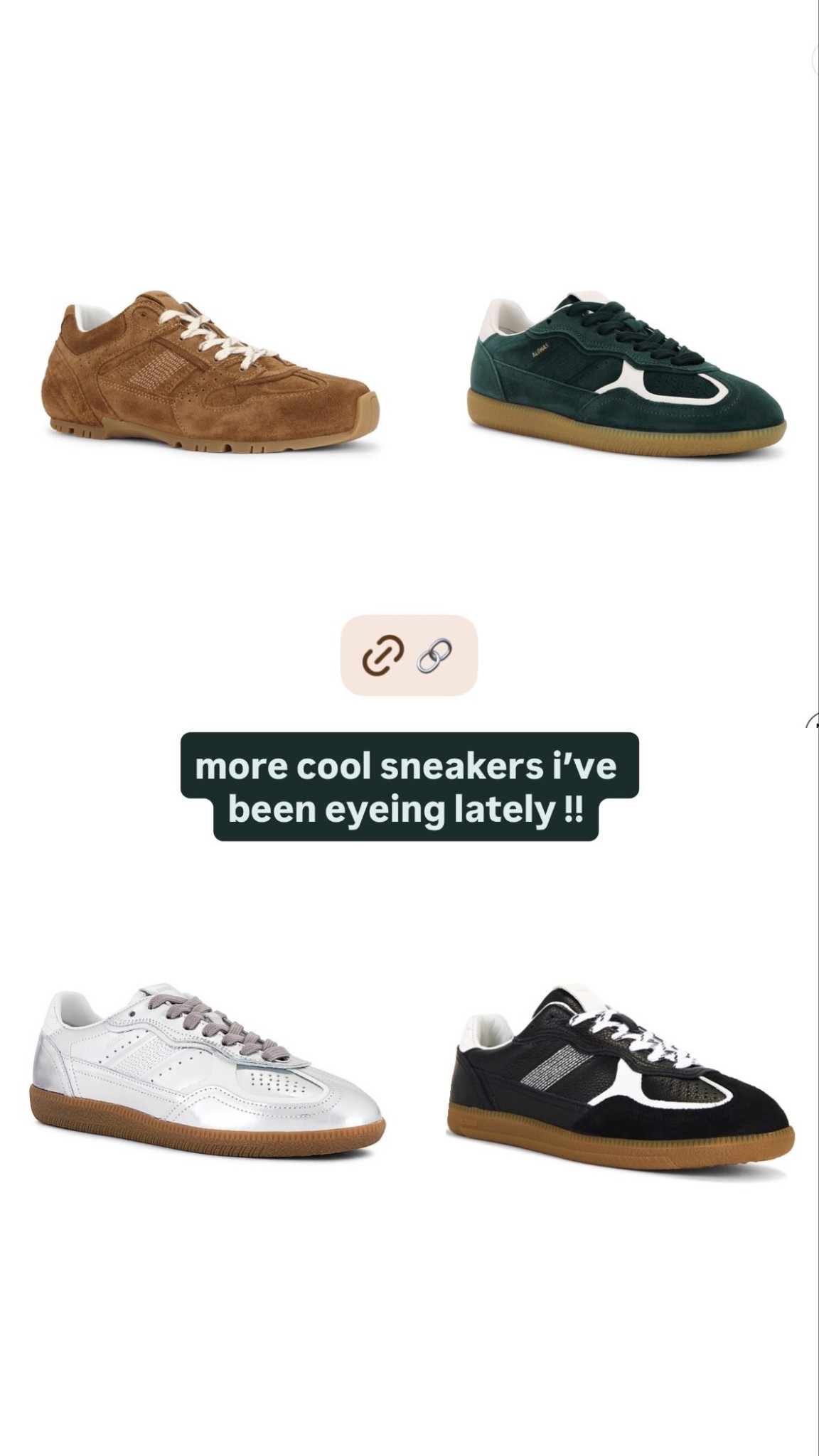 cooooooo sneakers!! that aren’t sambas or trendy 

#sneakers #alohas #suedesneakers #silversneakers #brownsuedesneakers #blacksneakers #greensneakers

#LTKShoeCrush #LTKSeasonal