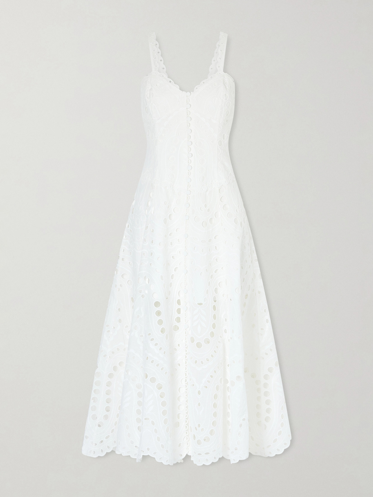 Charo Ruiz - Solace Broderie Anglaise Cotton-blend Midi Dress - White | NET-A-PORTER (US)