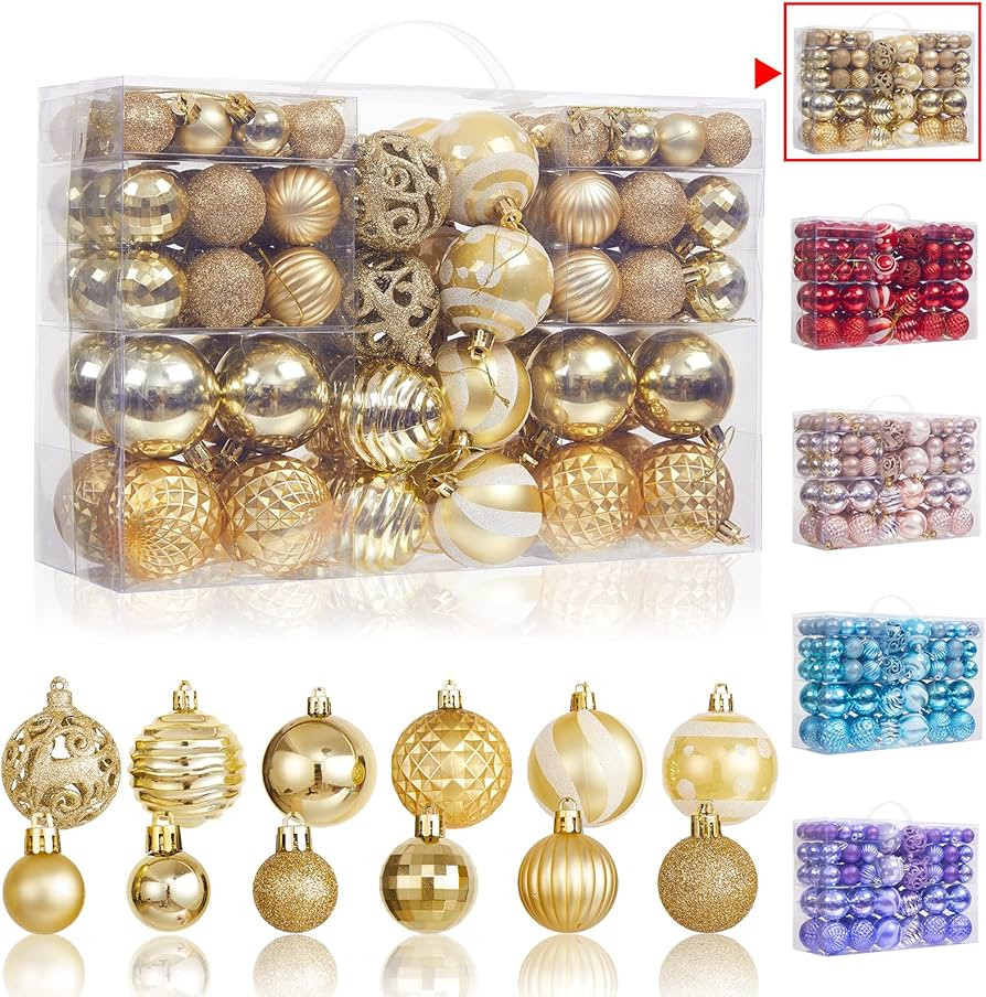 100Pcs Christmas Ball Ornaments Set, Assorted Shatterproof Christmas Tree Balls, Decorative Hangi... | Amazon (US)