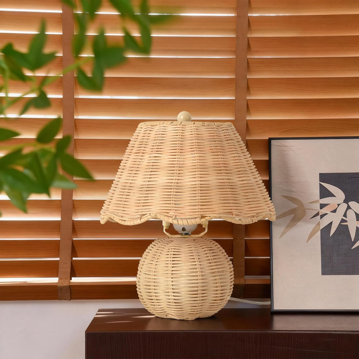 Rattan Small Bedside Mini Table Lamp for Bedroom,Boho Bedroom Lamps for Nightstand, Farmhouse Min... | Amazon (US)