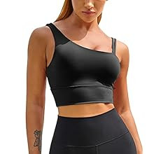MELYUM Womens Long Line Sports Bra One Strap Workout Crop Tank Tops Supportive Yoga Open Back Asy... | Amazon (US)