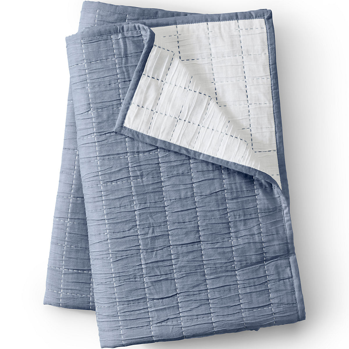 Essential Cotton Windowpane Reversible Bed Blanket | Lands' End (US)