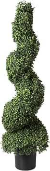 Faux Tree Boxwood Topiary Plant - 50-Inch Artificial Spiral Plant with Realistic Leaves and Plant... | Amazon (US)