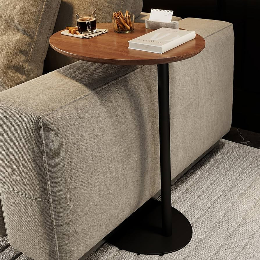 C Shaped End Table, Solid Wood Side Table, 26 Inch High Sofa Tables for Couch for Living Room, Be... | Amazon (US)